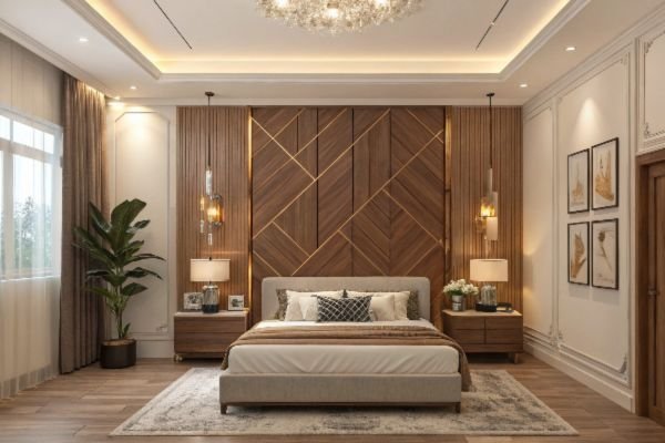 bedroom wall paneling decor